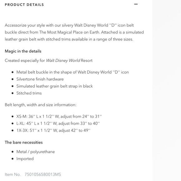 Walt Disney World ''D'' Icon Belt for Adults - Picture 2 of 6